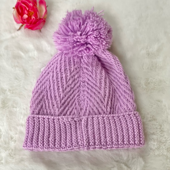 New with tags ADIDAS YOUTH TWILIGHT4 BALLIE LILAC PURPLE KNIT HAT w/POM-POM - Picture 3 of 4
